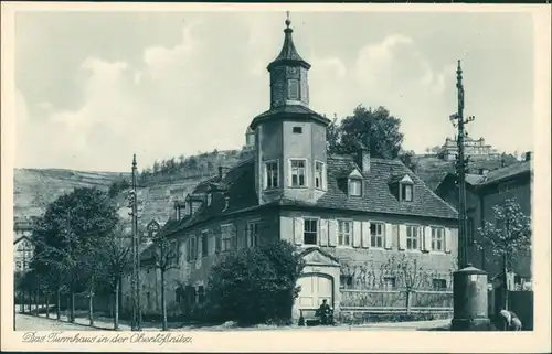 Ansichtskarte Oberlößnitz-Radebeul Straßenpartie - Das Turmhaus 1928