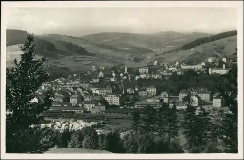 Postcard Wesetin Vsetín | Settein Blick auf Stadt und Bahnhof 1942 