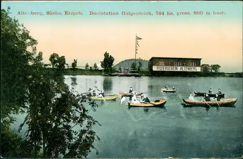 Ansichtskarte Altenberg (Erzgebirge) Ruderverein - Boote - Teich 1913 
