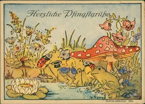 Ansichtskarte  Pfingstgrüße - Künstlerkarte (A. Bethke) 1940