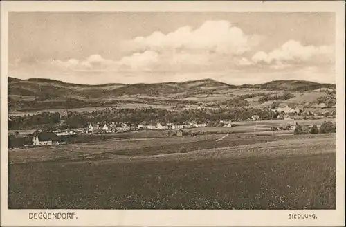Ansichtskarte Deggendorf Panorama auf Siedlung 1922