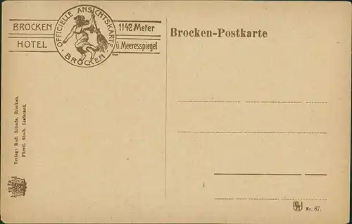 Ansichtskarte Ilsenburg (Harz) Brockenhaus/-hotel 1914