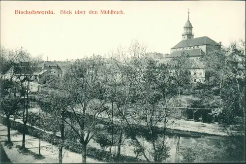 Ansichtskarte Bischofswerda Blick über den Mühlteich 1912 