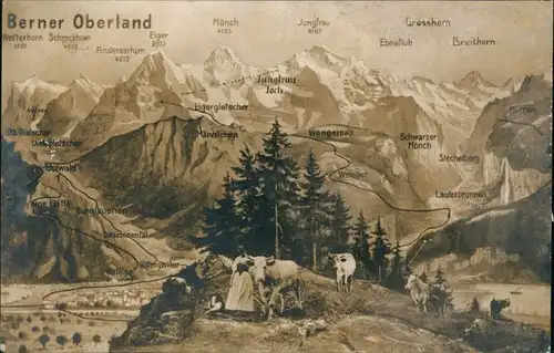 Berner Oberland Schweiz - Bern - Berner Oberland - Bergmassiv 1925