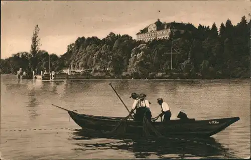 Insel Mainau-Konstanz Fischerboot vor dem Großherzoglichem Schloss, Insel Mainau 1922