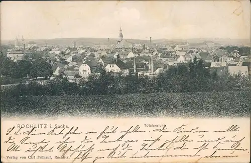 Ansichtskarte Rochlitz Panorama-Ansicht mit Kirche im Zentrum 1906