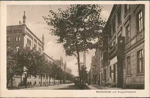Tilsit Советск Bahnhofstraße und Dragonerkaserne, mit Straßenbahn 1918