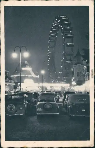 Ansichtskarte Wien Parkplatz mit Oldtimern vor dem Prater, Riesenrad 1943