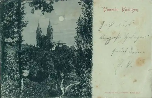 Bad Staffelstein Mondscheinkarte Wallfahrtskirche Basilika Vierzehnheiligen 1900