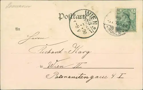 Ansichtskarte Stubbenkammer-Sassnitz Königsstuhl Rügen 1900 Stempel nach Wien