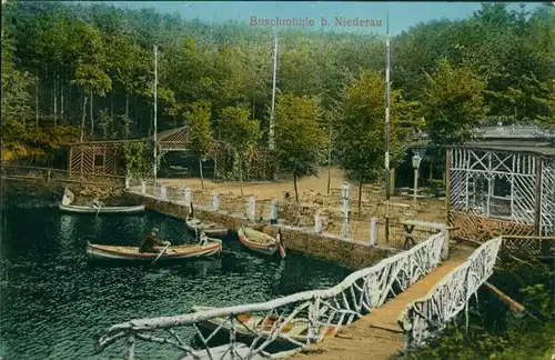 Ansichtskarte Gohlis-Niederau Birkenbrücke, Restauration - Buschmühle 1913 