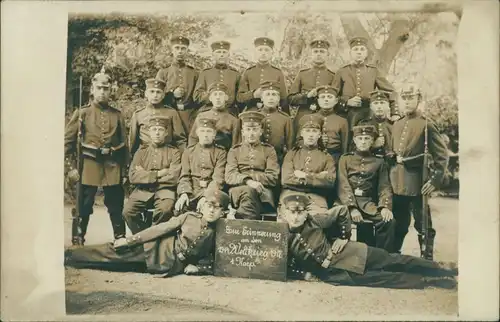 Ansichtskarte  Soldaten, zur Erinnerung an den Weltkrieg 4. Korp 1914 