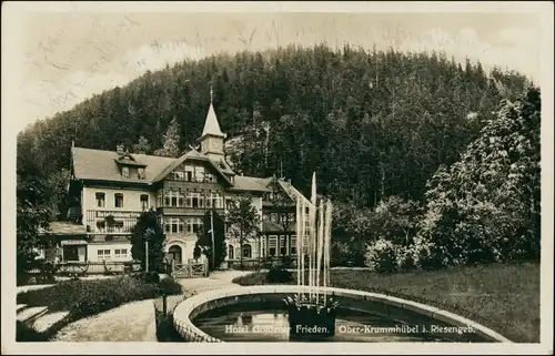 Postcard Krummhübel Karpacz Hotel Goldener Frieden 1930 