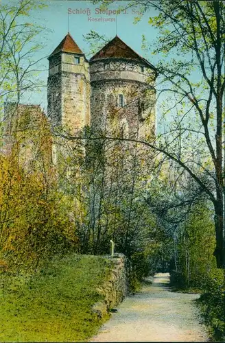 Ansichtskarte Stolpen Weg zur Burg - Koselturm 1914 