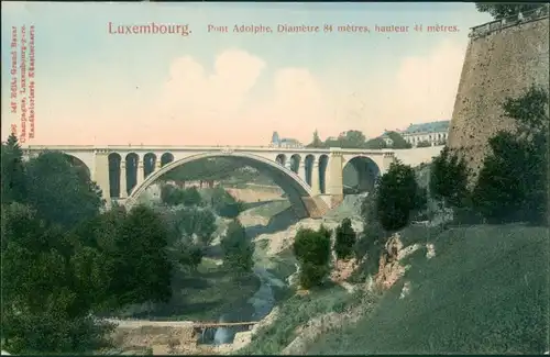 Postcard Luxemburg Pont Adolphe und Stadt (Handcoloriert) 19012 