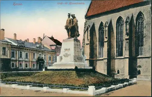 Postcard Kaschau Košice (Kassa) Straßenpartie - Denkmal 1909 