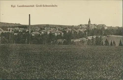 Großschweidnitz (OL) Swóńca Blick auf Stadt, Landesanstalt 1913 