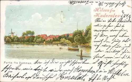 Hadersleben Haderslev Panorama-Ansicht vom Fluss und dem Ort - Zeichnung 1901