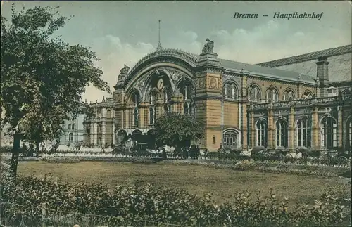 Ansichtskarte Bremen Partie am Hauptbahnhof 1909 