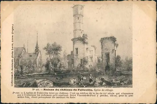 CPA Folleville Ruines du Château de Folleville 1900