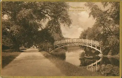 Ansichtskarte Magdeburg Partie im Südpark 1928