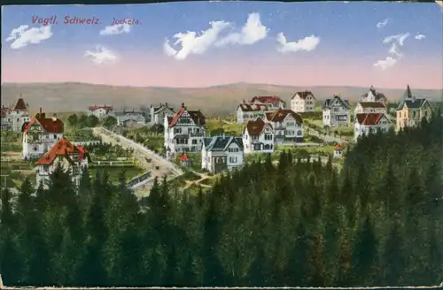 Ansichtskarte Jocketa-Pöhl Blick auf die Stadt 1916