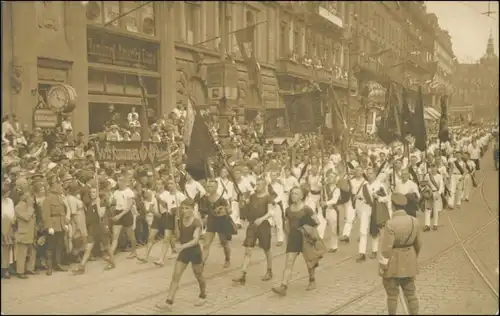 Ansichtskarte Hamburg Sportlerparade - Haus Hamburg Amerika Linie 1913 