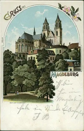 Ansichtskarte Litho AK Magdeburg Litho AK: Partie am Dom - Fürstenwall 1901 