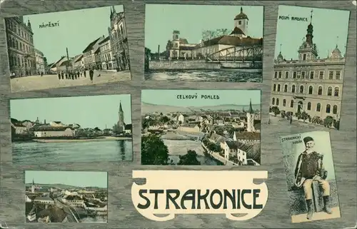 Postcard Strakonitz Strakonice MB: Markt, Brücke, Stadt 1912 