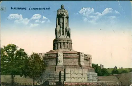 Ansichtskarte St. Pauli-Hamburg Bismarck-Denkmal 1915
