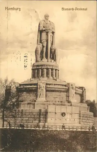 Ansichtskarte St. Pauli-Hamburg Bismarck-Denkmal 1915