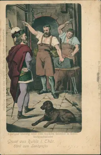 Ansichtskarte Ruhla Gemälde im Hotel zum Landgrafen Schmied 1903