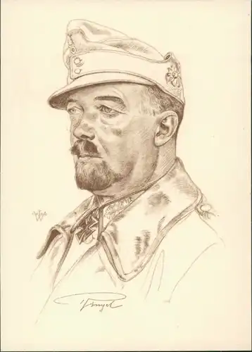 Deutschland Generalmajor Julius Ringel, Künstlerkarte von Wolfgang Willrich 1938