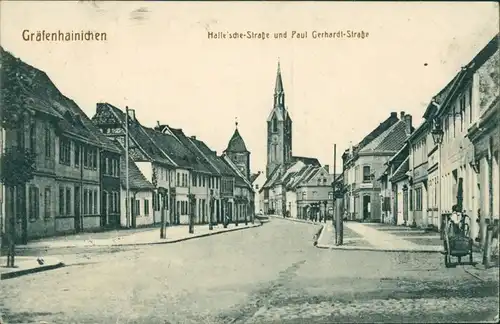 Ansichtskarte Gräfenhainichen Hallesche Straße, Paul Gerhardt-Straße 1914 