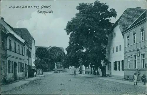 Ansichtskarte Schweinitz (Elster)-Jessen Partie in der Hauptstrasse 1917