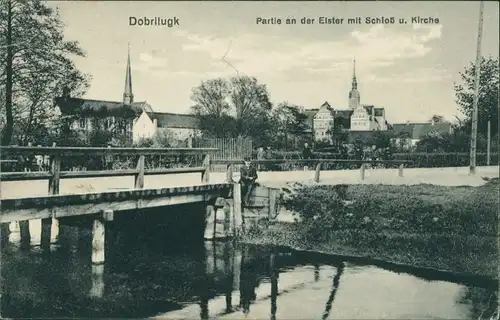 Doberlug-Kirchhain Dobrilugk Partie an der Elster Schloß Kirche 1916 