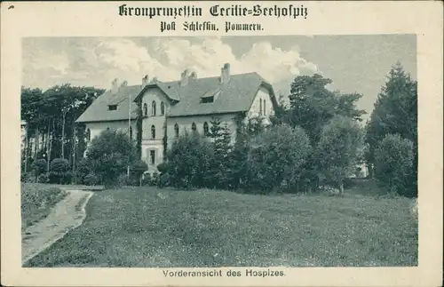 Postcard Schleffin Śliwin Vorderansicht - Hospiz 1924 