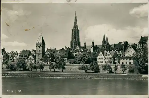 Ansichtskarte Ulm a. d. Donau Donaupartie und Stadt 1934 