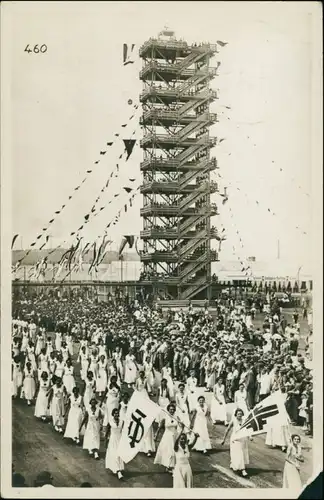 Ansichtskarte Stuttgart Turner, Parade - Flaggenturm 1933 