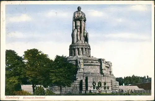 Ansichtskarte St. Pauli-Hamburg Bismarck-Denkmal 1929 