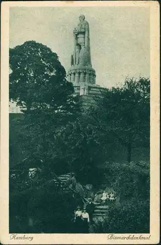 Ansichtskarte St. Pauli-Hamburg Bismarck-Denkmal, Aufstieg 1929 