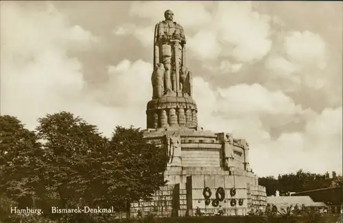 Ansichtskarte St. Pauli-Hamburg Bismarck-Denkmal - Fotokarte 1928 