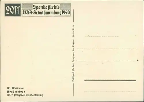 Ansichtskarte  W. Willrich: Wehrmacht Panzer_Vorausabteilung 1940