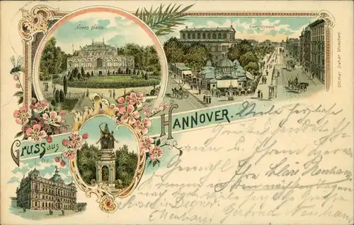 Litho AK Hannover Litho AK: Kröpcke, Georgstraße, Neues Haus 1898 