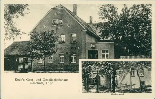 Ansichtskarte Roschütz-Gera 2 Bild: Kochs Gasthaus 1922 