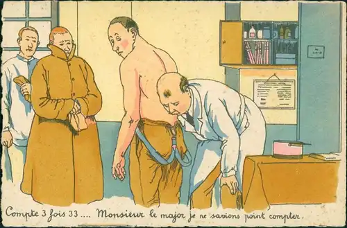 Ansichtskarte  Scherzkarte Militär Frankreich beim Arzt 1955 