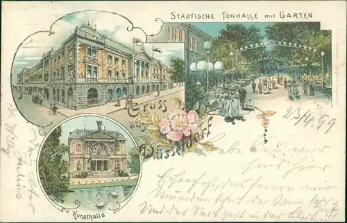 Ansichtskarte Litho AK Düsseldorf Litho AK: Kunsthalle, Tonhalle 1899 