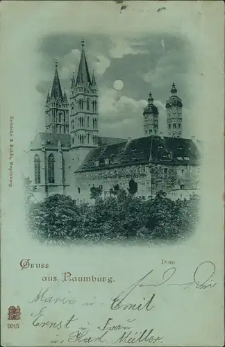 Ansichtskarte Naumburg (Saale) Mondscheinlitho Dom 1899 