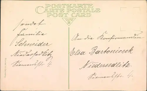 Ansichtskarte  Glückwunsch - Konfirmation - Orient mit Blumen 1912