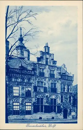 Postkaart Delft Delft Gemeenlandshuis 1928
